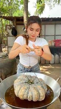 Cooking yummy deep fried pumpkin steam recipe