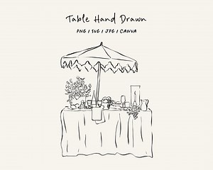 Hand Drawn Table SVG, PNG, CANVA. Tablescape for Invitation, Stationery or Branding. Dinner Icon for Party Invitation. Brunch - Etsy