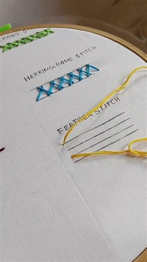Learn Feather Stitch Easily | Hand Embroidery Basics.#embroideryforbeginners #embroidery #shorts