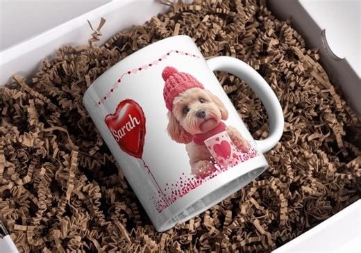 Valentines Mug, Personalised - Cream Cockapoo Customised - Etsy