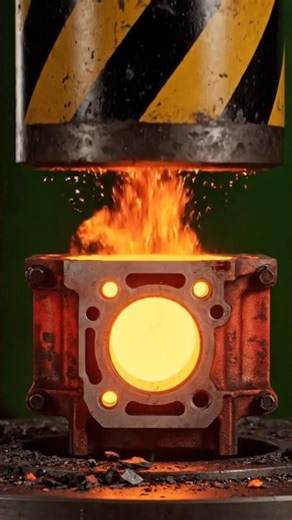 Red Hot Metal Crushed by Hydraulic Press 🔥⚙️ | Ultra Satisfying Destruction