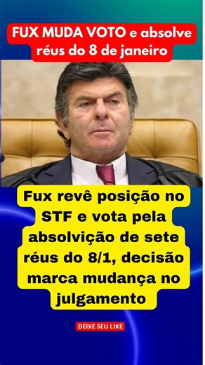 FUX MUDA VOTO e absolve réus do 8 de janeiro