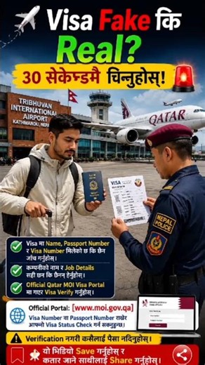 ✈️ Qatar Visa Fake कि Real? 🇶🇦 ३० सेकेन्डमै कसरी चिन्ने? | Official MOI Visa Check #qatar #nepal