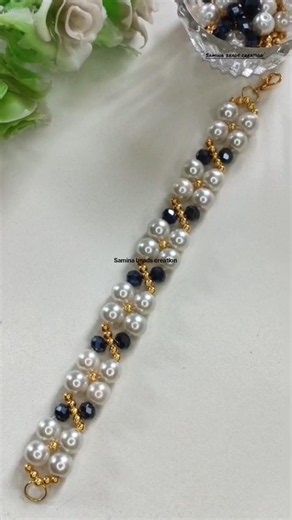 Beautiful & Elegant Pearl Bracelet Tutorial 🤍🖤 Bracelet Tutorial for beginners #diy #pearl #bracelet