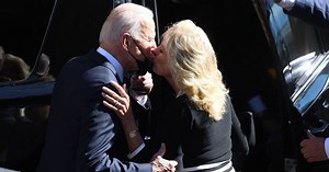 Joe Biden and wife Jill share a kiss after church visit in Cornwall