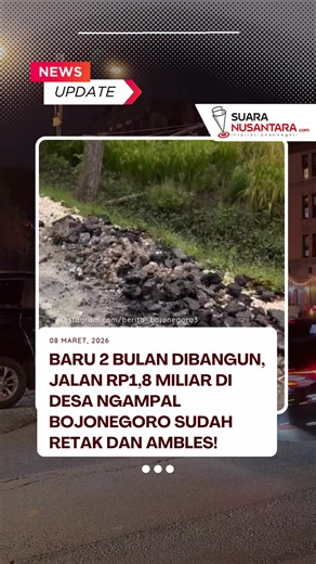 Baru 2 Bulan Dibangun, Jalan Rp1,8 Miliar di Ngampal Bojonegoro Sudah Retak dan Ambles! Proyek pembangunan jalan desa di Desa Ngampal menjadi sorotan warga setelah mengalami kerusakan dalam waktu singkat. Jalan sepanjang sekitar 1.180 meter yang dibangun melalui program Bantuan Keuangan Khusus Desa itu menelan anggaran sekitar Rp1,8 miliar. Padahal proyek tersebut baru selesai kurang dari dua bulan namun sudah muncul retakan dan lubang di sejumlah titik. Kerusakan paling parah terlihat pada seki