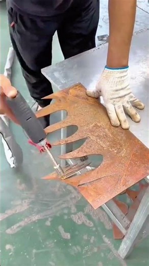Cutting Rusty Metal Sheet Precisely with Electric Rotary Tool