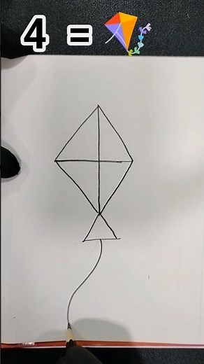 Easy drawing 🪁 with number 4 #shorts #shortvideo #drawing #howtodraw #draw #reels #drawingforkids