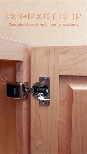 It's all in the ✨clip✨ Meet COMPACT CLIP, Blum's newest hinge expertly assembled in our North Carolina facility. This innovative hardware combines the compact size of a face frame hinge with the convenience of clip-on technology found in our Euro-style hinges. The result? A perfect blend of quick assembly and unbeatable cabinet-opening functionality. It's the winning solution for seamless, efficient cabinet design! | Blum USA