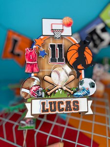 Sports Cake Topper/ Basketball Cake Topper/ Baseball Cake Topper/ Sports Birthday Topper/ Sports Birthday Theme/ Sport Party Theme - Etsy