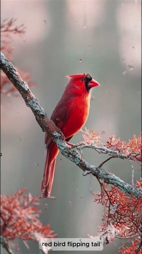 Red Bird Flipping Tail
