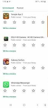 how to delete apps and games from rating and reviews and library in Google play store new version