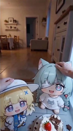 Cute Chibi Cat Girl & Ani Eating Cake IRL! 💖 Mixed Reality Anime