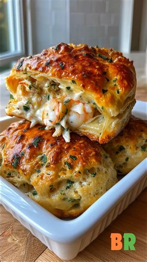 Easy Shrimp Crab Biscuit Melts The cozy fall snack you’ll crave all season long! These golden, cheesy biscuit melts are packed with creamy shrimp and crab filling that'll make you swoon at first bite. Perfect for game day, movie night, or whenever you need a warm, melty treat fresh from the oven. Ingredients: 1 can refrigerated biscuit dough (8-count) 1/2 cup cooked shrimp, chopped 1/2 cup lump crab meat 4 oz cream cheese, softened 1 cup shredded mozzarella or Monterey Jack cheese 2 tbsp fresh c