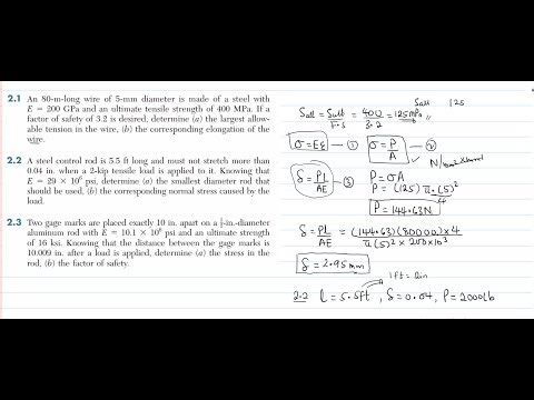 Axial loading, Strain and deformation, Problem 1