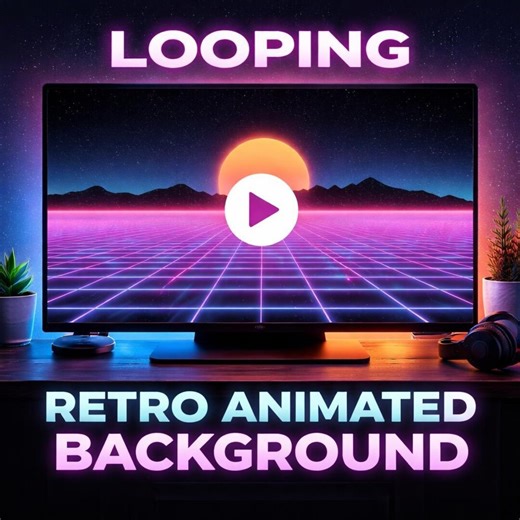 Vaporwave Background Loop | Retro Sunset Animated Video, Seamless Loop Video Background | Stream Overlays, Intros, VJ, Youtube - Etsy