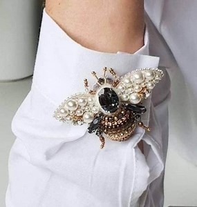 Perl Bee Embroidered Brooch With Crystals Insect Jewelry Bumble Bee Pin - Etsy