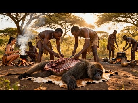 Wild Mystery and Hadzabe Tribe Survived - Baboon Hunting and Ancient Cooking | Hadzabe Tribe Hunting