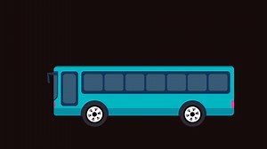 Download Cartoon Bus driving animation 4k on Alpha Channel. Transit city bus travel vehicle for public transportation and tour. moving Coach bus and tourist Bus stop. for free