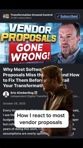 99% of software vendor implementation plans I’ve seen are completely unrealistic. Be sure to add a dose of reality to yours (and the underlying assumptions). #digitaltransformation #erp #software #projectplanning #leadership