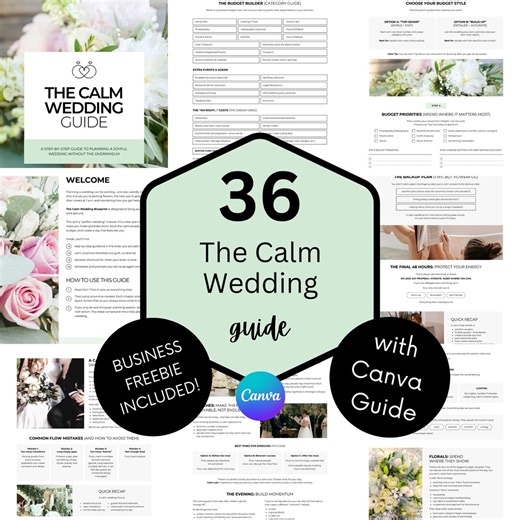 Calm Bride Guide Printable Wedding Planner | Editable Canva Wedding Workbook | Bridal Planning Checklist PDF | 36 Page Wedding Organizer - Etsy
