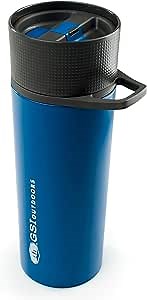GSI Outdoors, Glacier Stainless Commuter JavaPress, French Press Coffee Mug, Superior Backcountry Cookware Since 1985, Blue