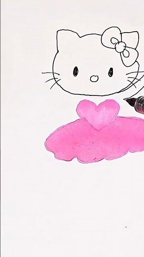 Reverse Play ⏯️How To Draw Hello Kitty Ballerina | Step by step drawing #shorts #kids