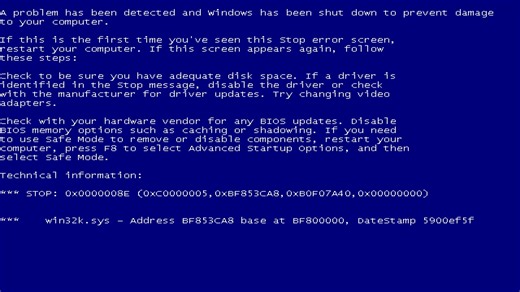 Windows XP 蓝屏 0x0000006E