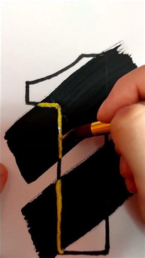 Painting the Number 1 with Black Acrylic Paint, ASMR – Number 1 Pattern #art #drawing #painting