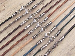 2mm Natural Leather Necklace Cord With Stainless Steel Lobster Clasp, Optional Bail Bead, Long or Choker - Etsy
