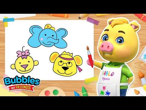 Learn to Draw Animals! | Monkeys, Elephants and Bears 🐵 🐘 🐻 | Pablo's Art Studio