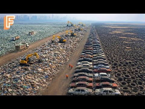 How Million Tons Of Trash In Massive Landfill Are Recycled : Old Cars, Tires, Glass, Plastic, ...