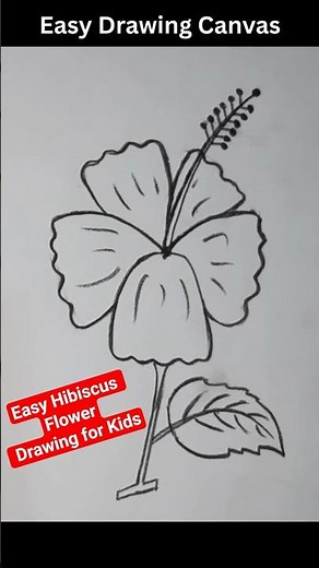 Easy Hibiscus Flower Drawing for Beginners 🌺 #drawing #hibiscus #easydrawing