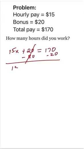 Real Life Linear Equations: Hourly Pay #maths #algebra