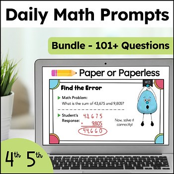 4th Grade Math Number Talk Warm Ups Paperless Question of the Day Morning Work