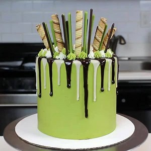 We'd take a slice of this gorgeous matcha cake anytime! (Awesome job, Chelsweets!) For more incredible dessert creations, watch #BestBakerinAmerica > Tonight at 9|8c | Food Network