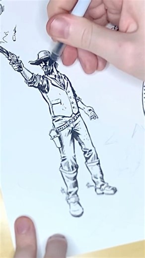 Drawing a figure in a comic book style with pen and ink. #drawing #ink #comicart #inking #drawings