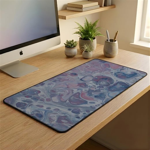 Marble Run Desk Mat - Abstract Marble Mousepad | Blue Pink Fluid Desk Pad | Aesthetic Home Office Decor | Creative Keyboard Mat Gift - Etsy