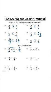Comparing and Adding Fractions | 4th Grade Math ✅💯 #maths #fractions #mathforkids #mathematics