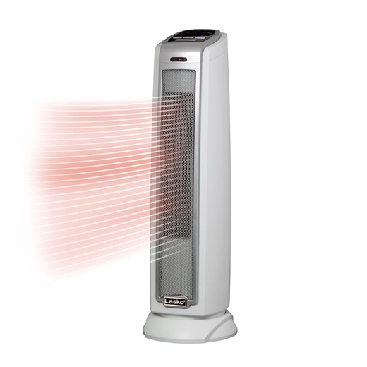 Lasko 22.5" 1500W Oscillating Ceramic Tower Electric Space Heater, with Timer, White, 5775