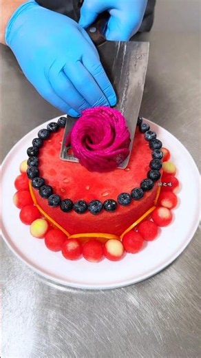 A Watermelon Surprise for My Daughter's Birthday 🎂🍉 | how to make fruit cake #shorts #shortsfeed​