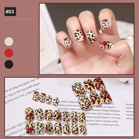 DPTALR Nail Art Patches Wearing Nails 24 Short Square Fake Nails With Jelly Glue Patches - Walmart.ca