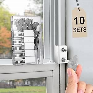 Window Locks,10 Sets Sliding Window Locks with Key, Window Locks for Up and Down Windows,Easy to Install Vertical & Horizontal Window Security Locks,Adjustable Aluminum Window Stopper Lock(Silver)