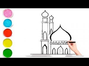 How to Draw a Mosque Step by Step //Easy Mosque Drawing Tutorial