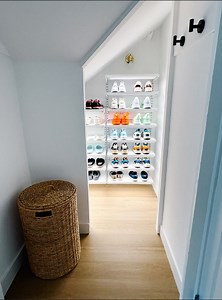 Proof that tricky spaces can still deliver dream closets! 👠🙌💙 SHOP online: http://container.store/4lW0Lak Watch until the end to see how The Container Store Ambassador @beautifullifela transformed a spare bedroom with sloped walls into a stunning, functional closet with Elfa Décor ! Elfa Décor delivers more style, more strength, and more must-have features, including full-extension, soft-close drawers, solid birch trim, and LED lights. Get started on your free design today at #TheContainerSto