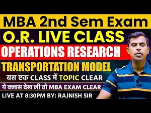 Operations Research | Quantitative Techniques |Transportation Model |MBA 2nd Sem | Live Class | OR |