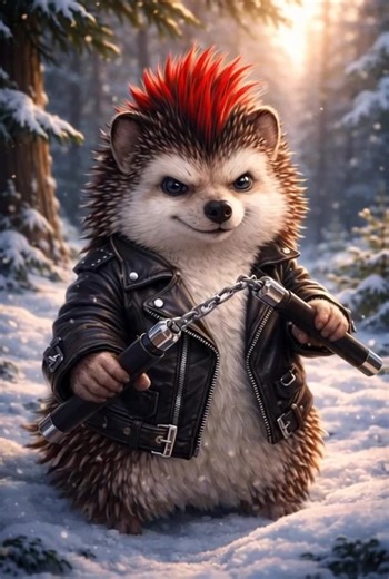 Bandit Hedgehog - Maverick A tiny cartoon gangster hedgehog. #ai #gangster #hedgehog #fantasy #cute
