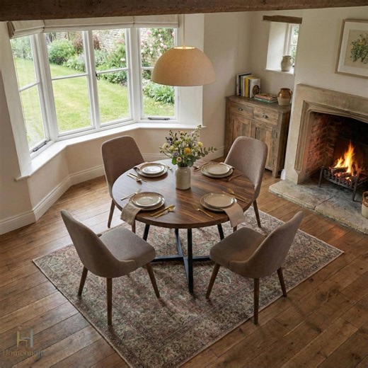 31.5" Round Dining Table - Industrial Cafe Style Kitchen Table for 4 - Small Space Rustic Brown & Black Bistro Table. - Etsy UK