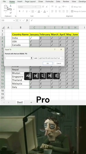 Automatically Color Correct ✓ and Wrong × in Excel #exceltutorial #automatically #colors