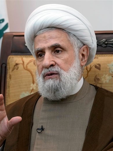 In his first public address since joining the war, Hezbollah leader Naim Kassem said the Lebanese militant group rejects the government’s plan to disarm its fighters.